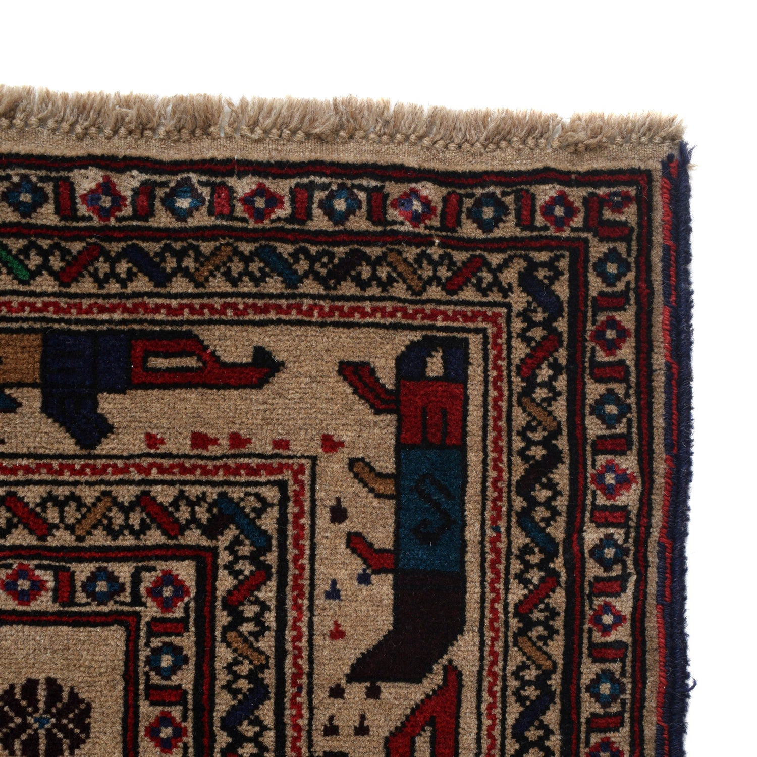 War Area Rug Handmade Brown Tank + Riffle + Helicopter 7x10