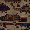 War Area Rug Handmade Brown Tank + Riffle + Helicopter 7x10