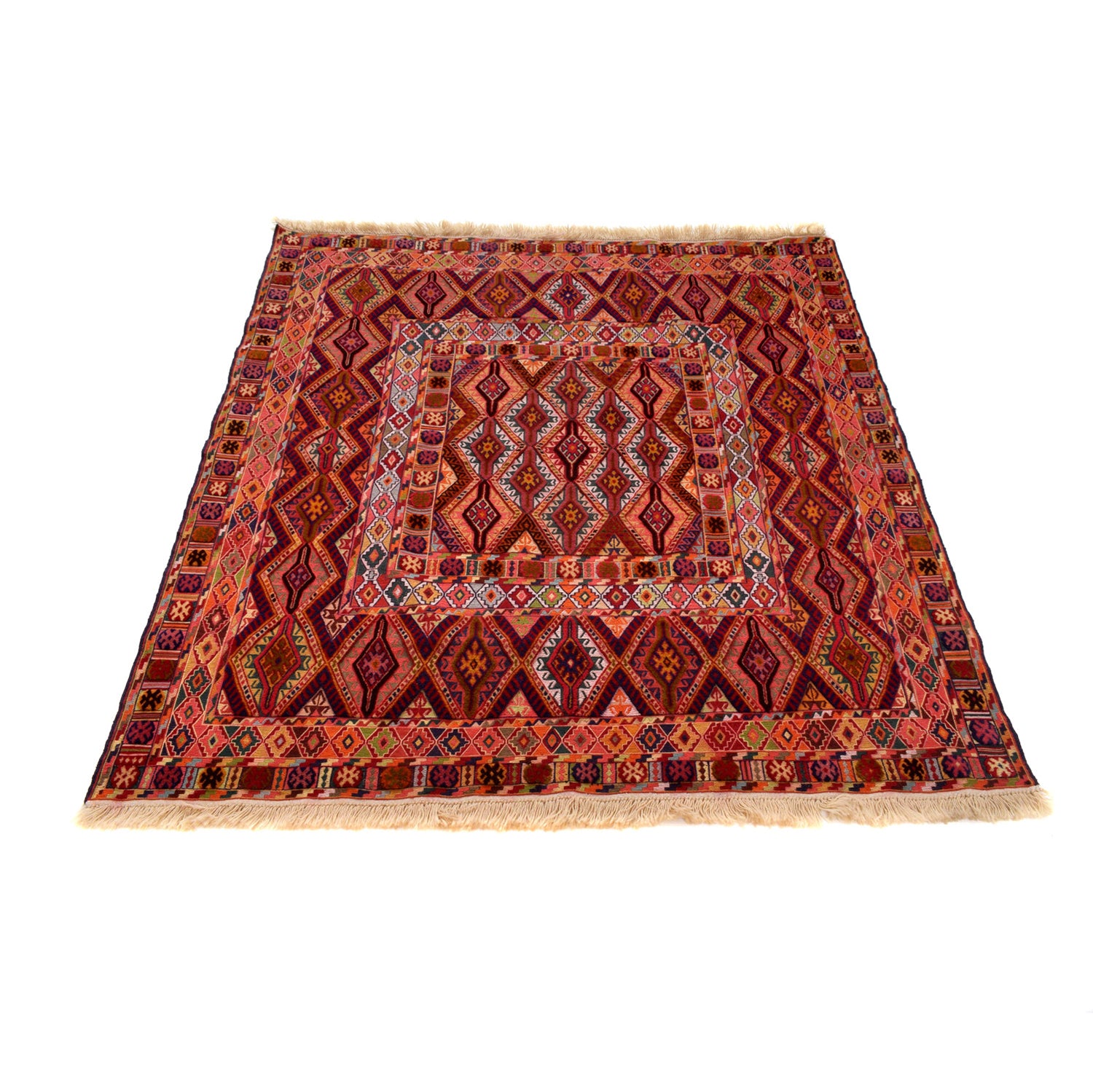 Nakhunak Kilim Area Rug Handmade Multi Geometric 5x6 ft