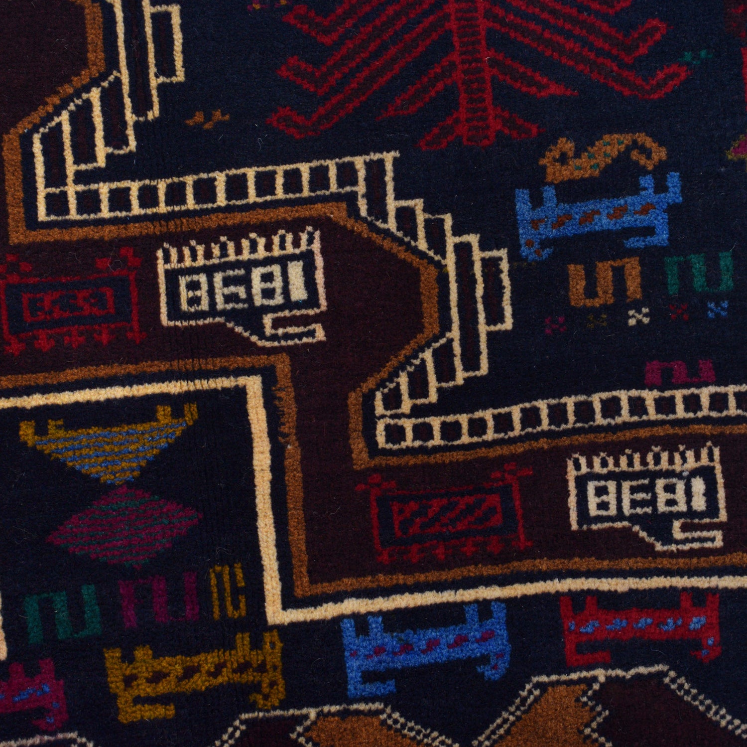 Baluchi Rug Handmade Multi Geometric 2x4 ft