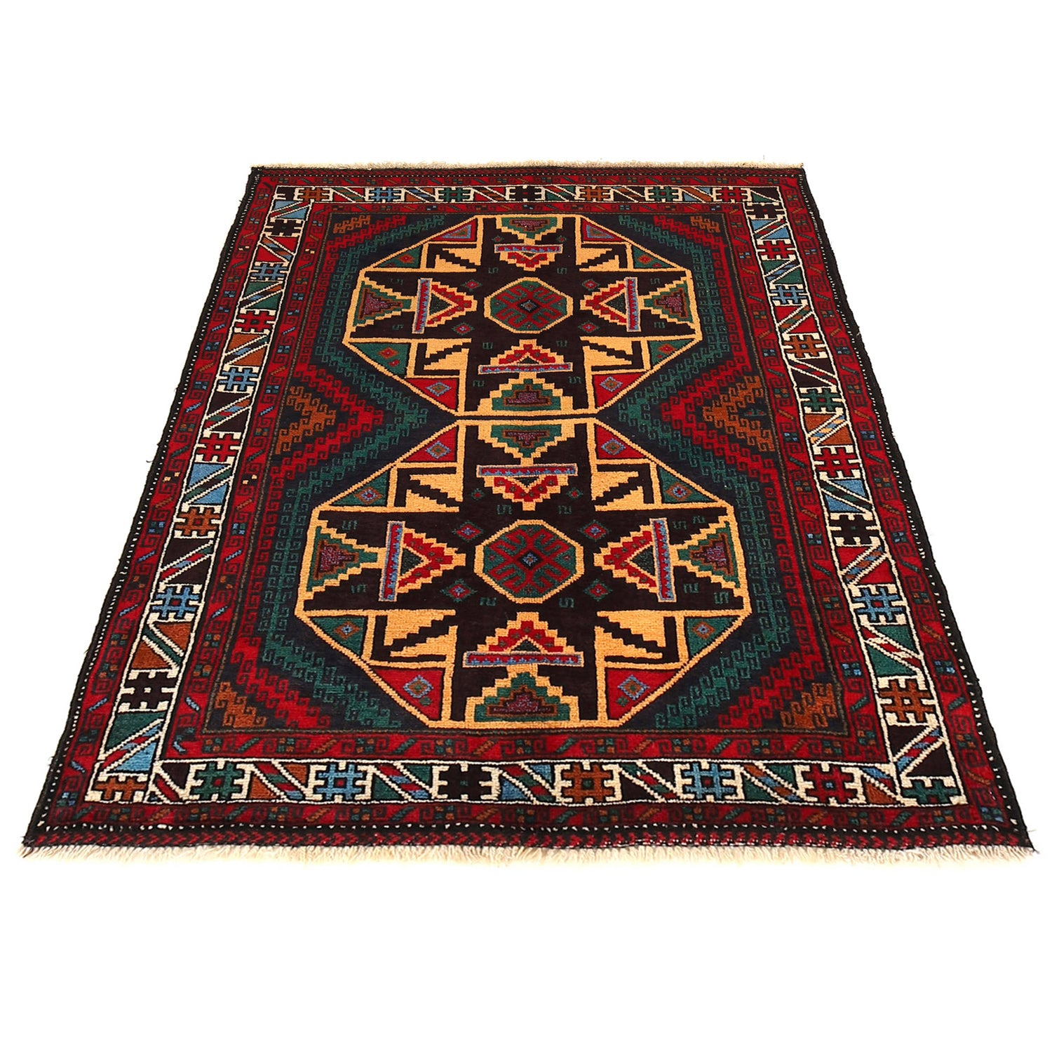 Baluchi Rug Handmade Multi Geometric 3x5 ft