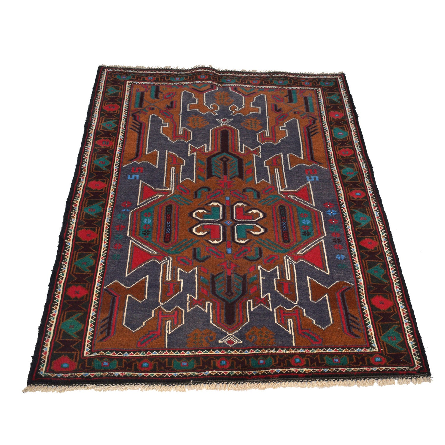 Baluchi Rug Handmade Multi Geometric 3x5 ft