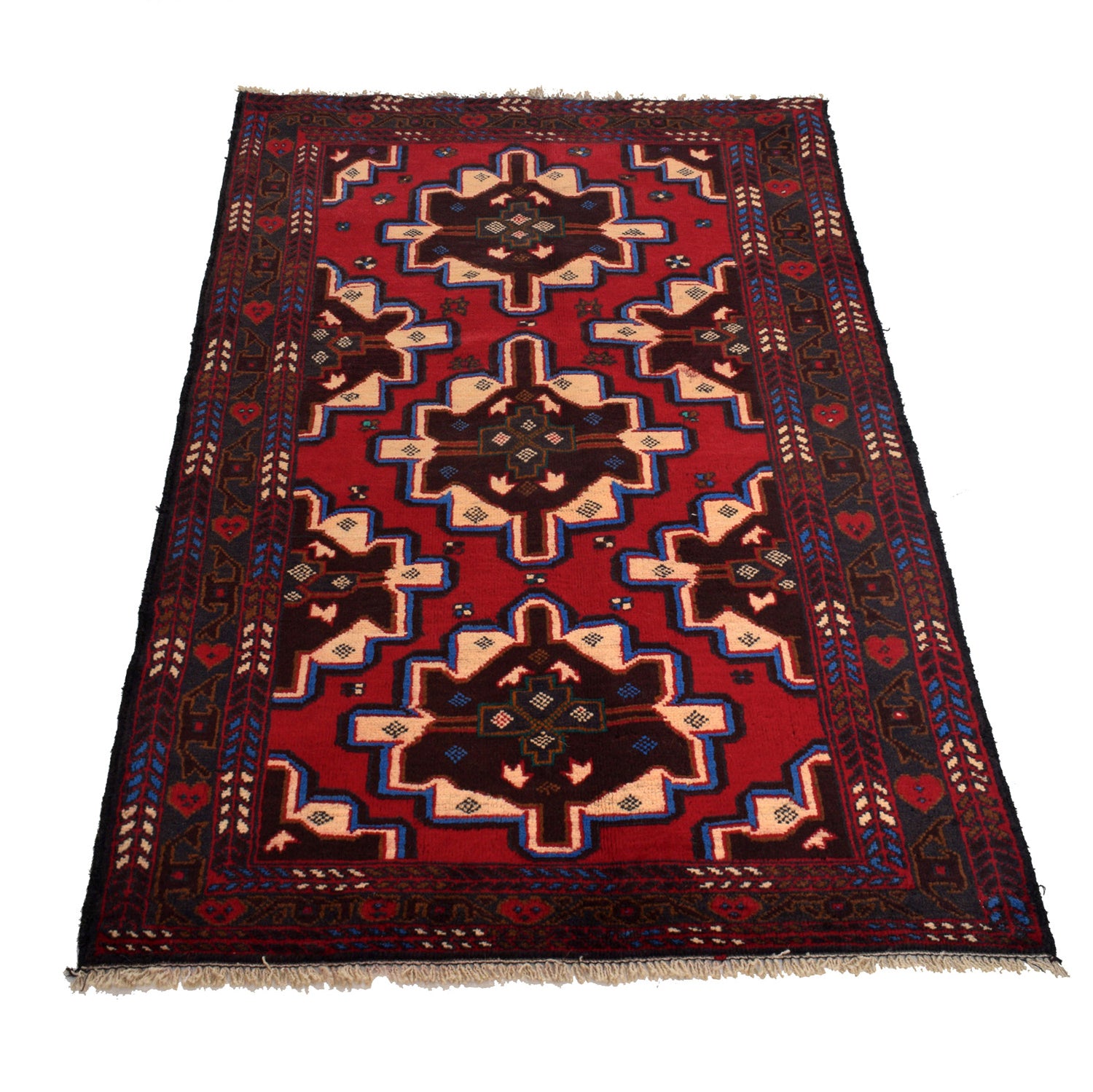 Baluchi Rug Handmade Multi Geometric 3x5 ft