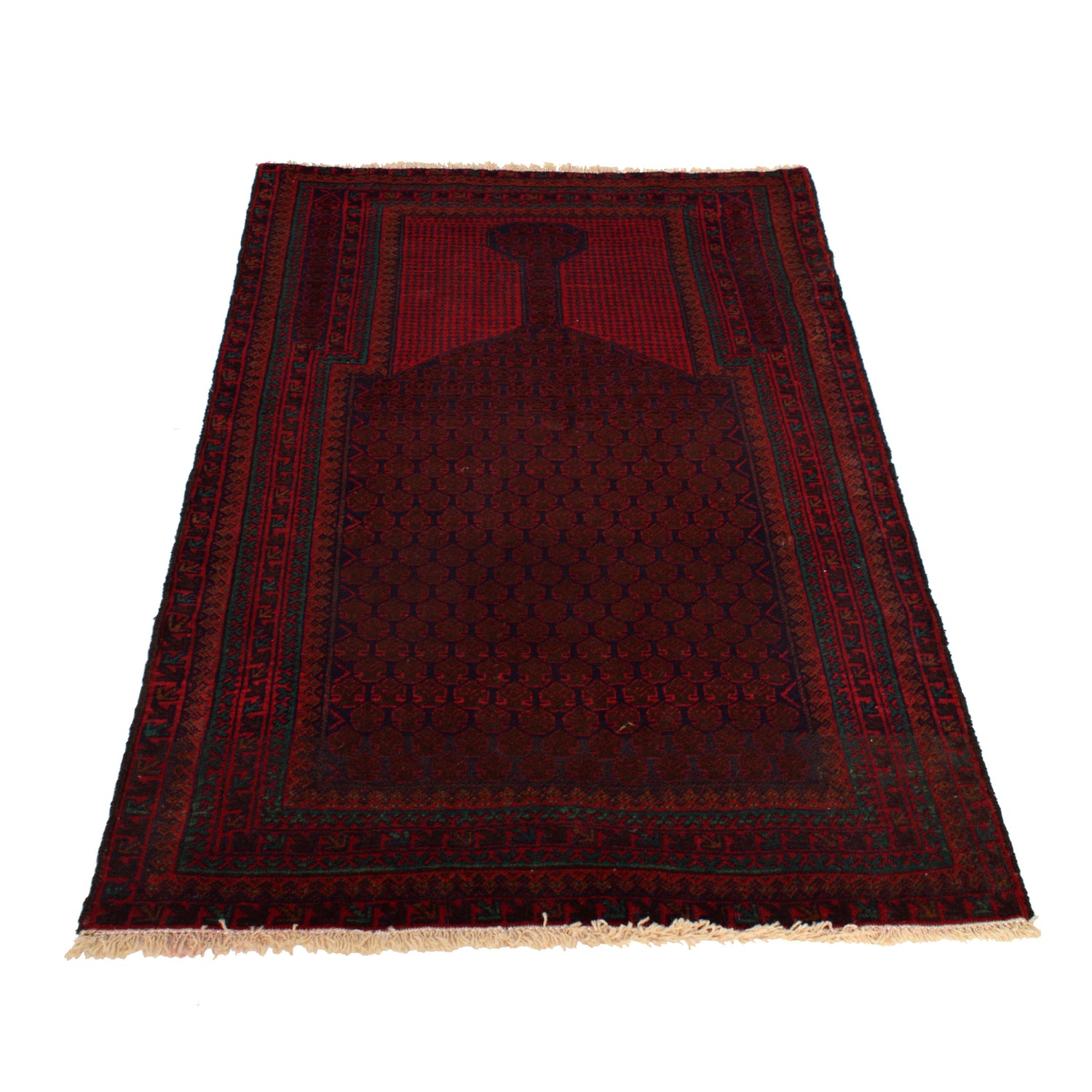 Baluchi Rug Handmade Red Prayer Design 3x5 ft