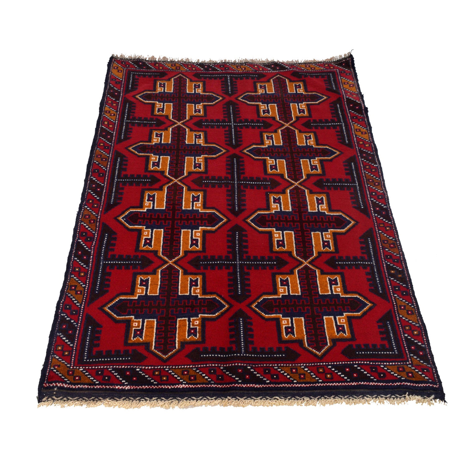 Baluchi Rug Handmade Multi Geometric 3x5 ft