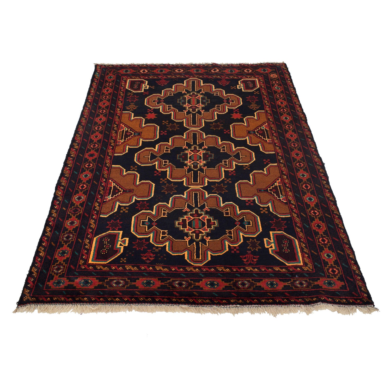 Baluchi Rug Handmade Multi Geometric 4x6 ft