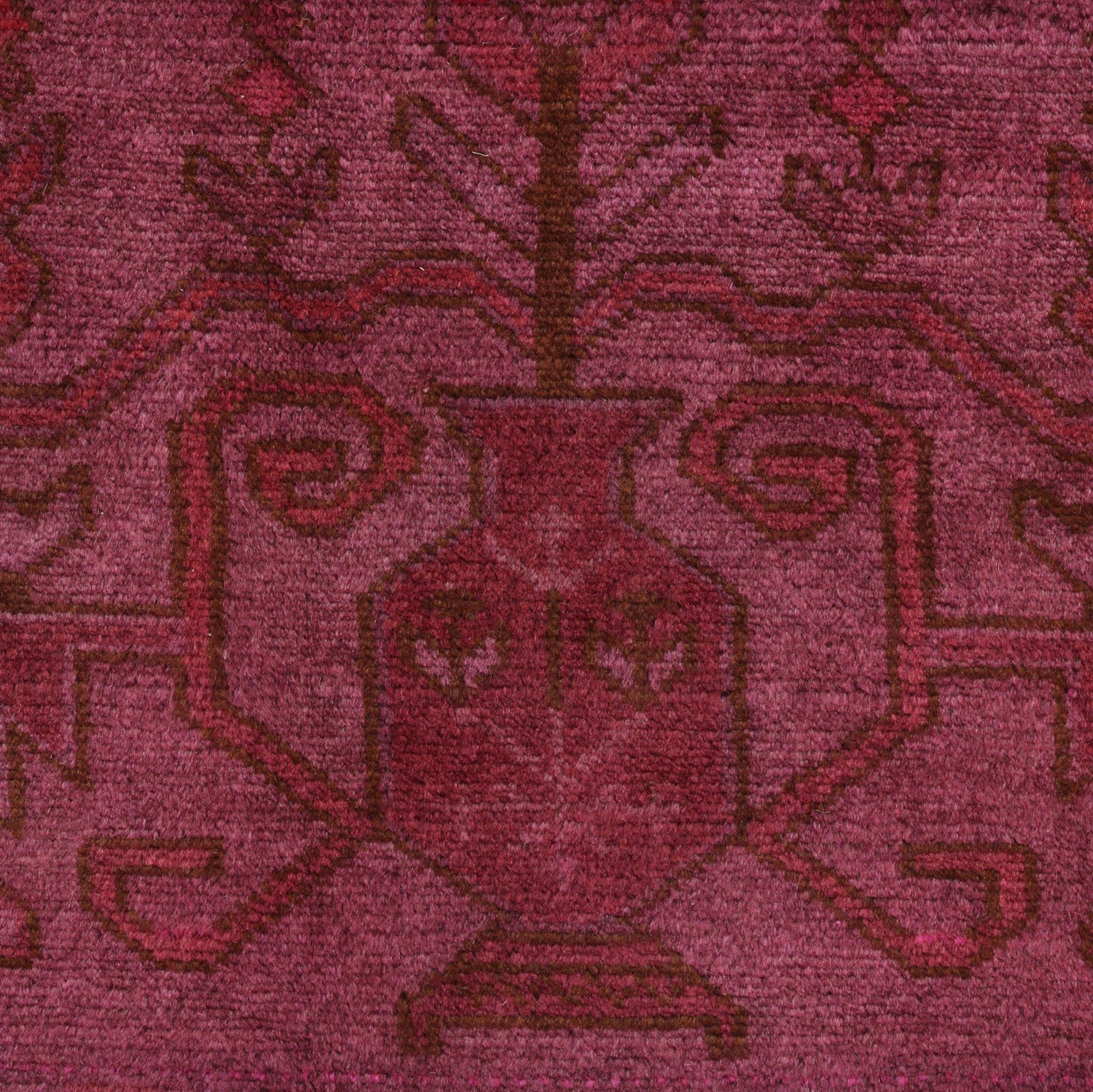 Overdyed Area Rug Handmade Pink Geometric 3x5 ft