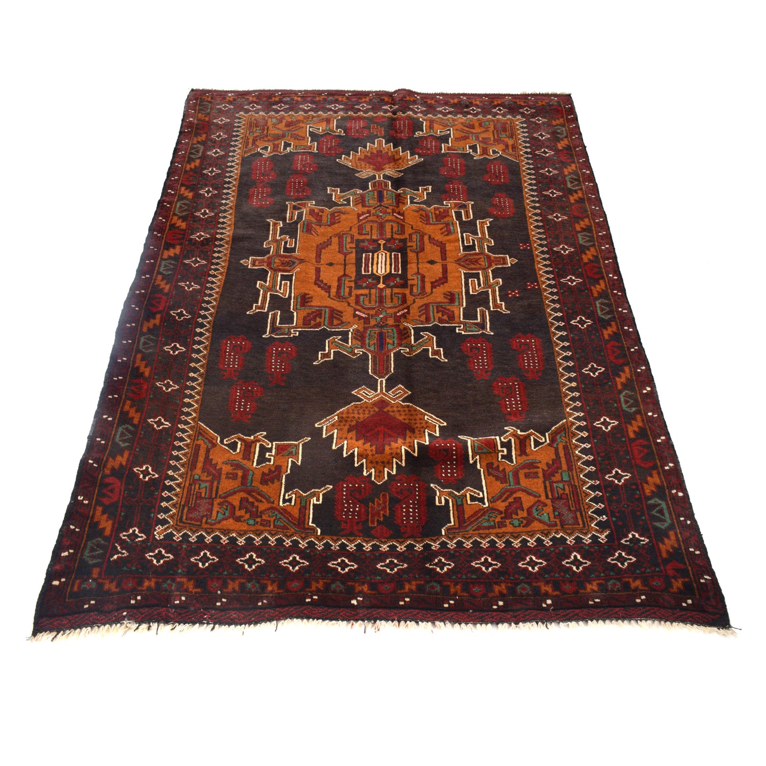 Baluchi Rug Handmade Multi Geometric 4x6 ft