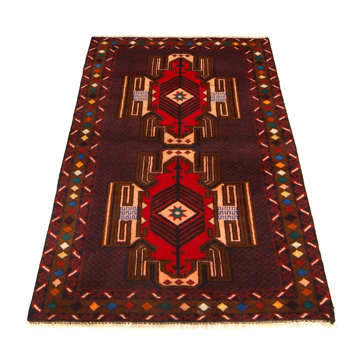 Baluchi Rug Handmade Multi Geometric 3x5 ft