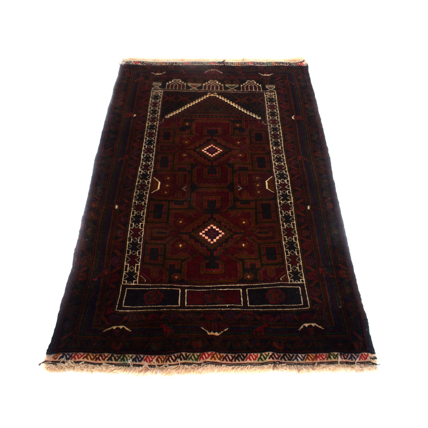 Baluchi Rug Handmade Multi Prayer Design 3x5 ft