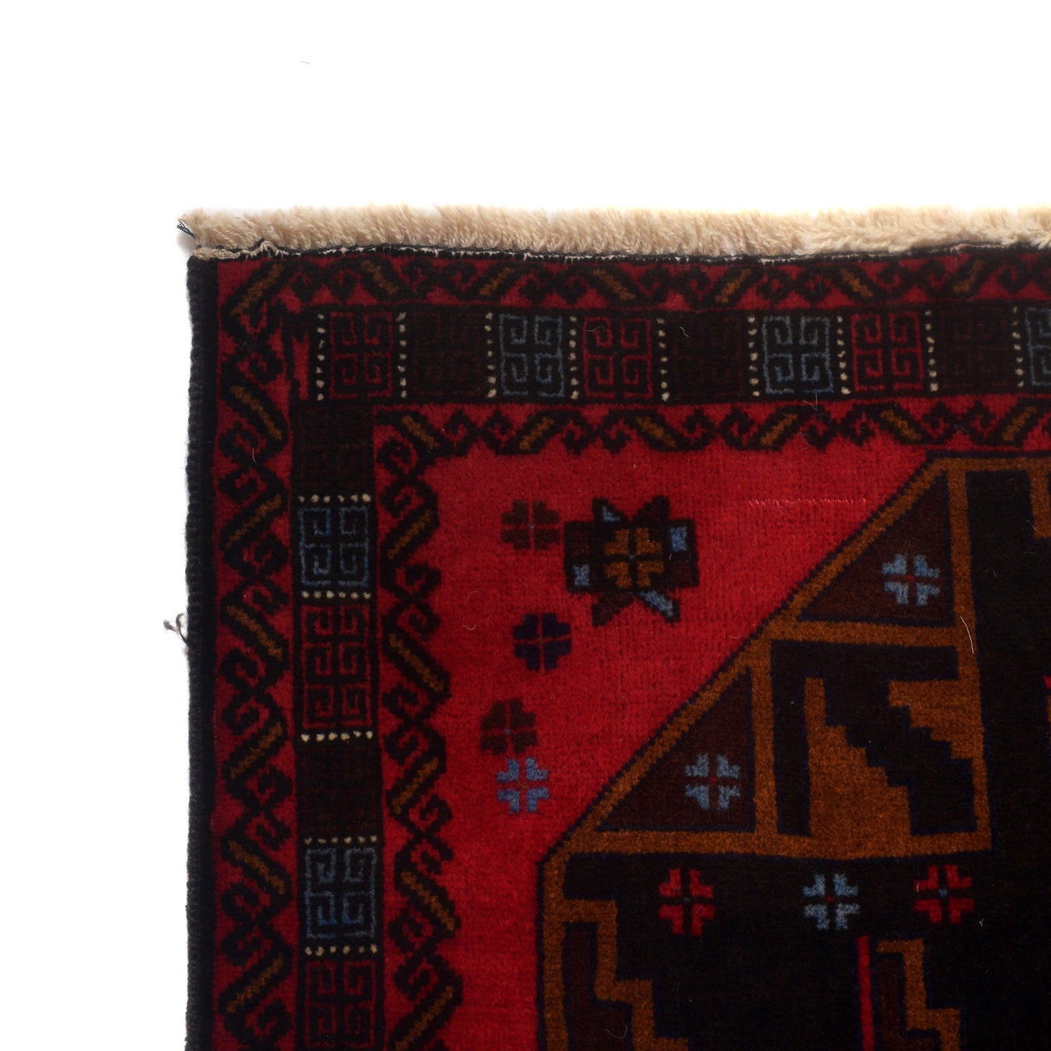 Baluchi Rug Handmade Red Geometric 3x5 ft