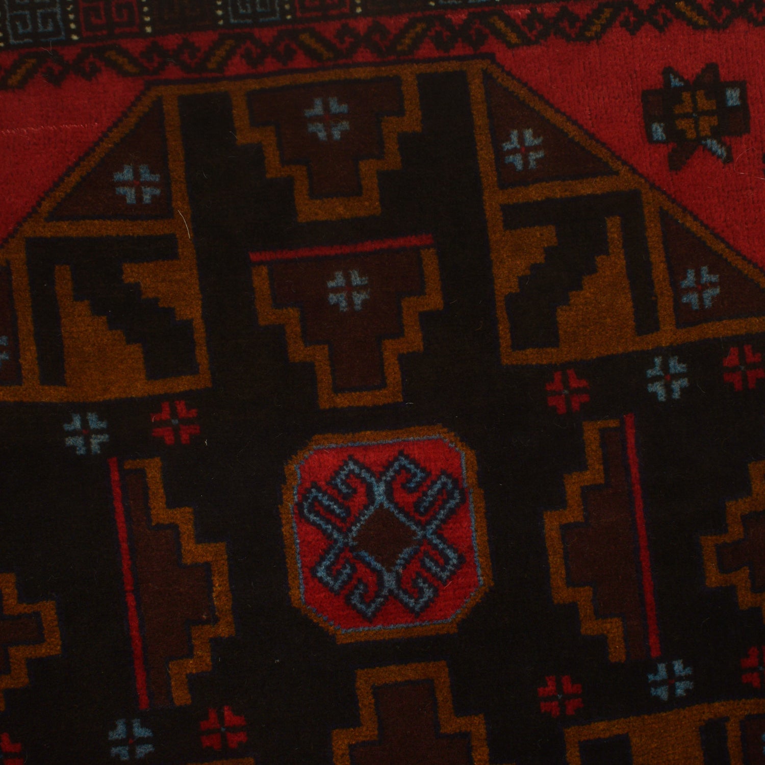 Baluchi Rug Handmade Red Geometric 3x5 ft