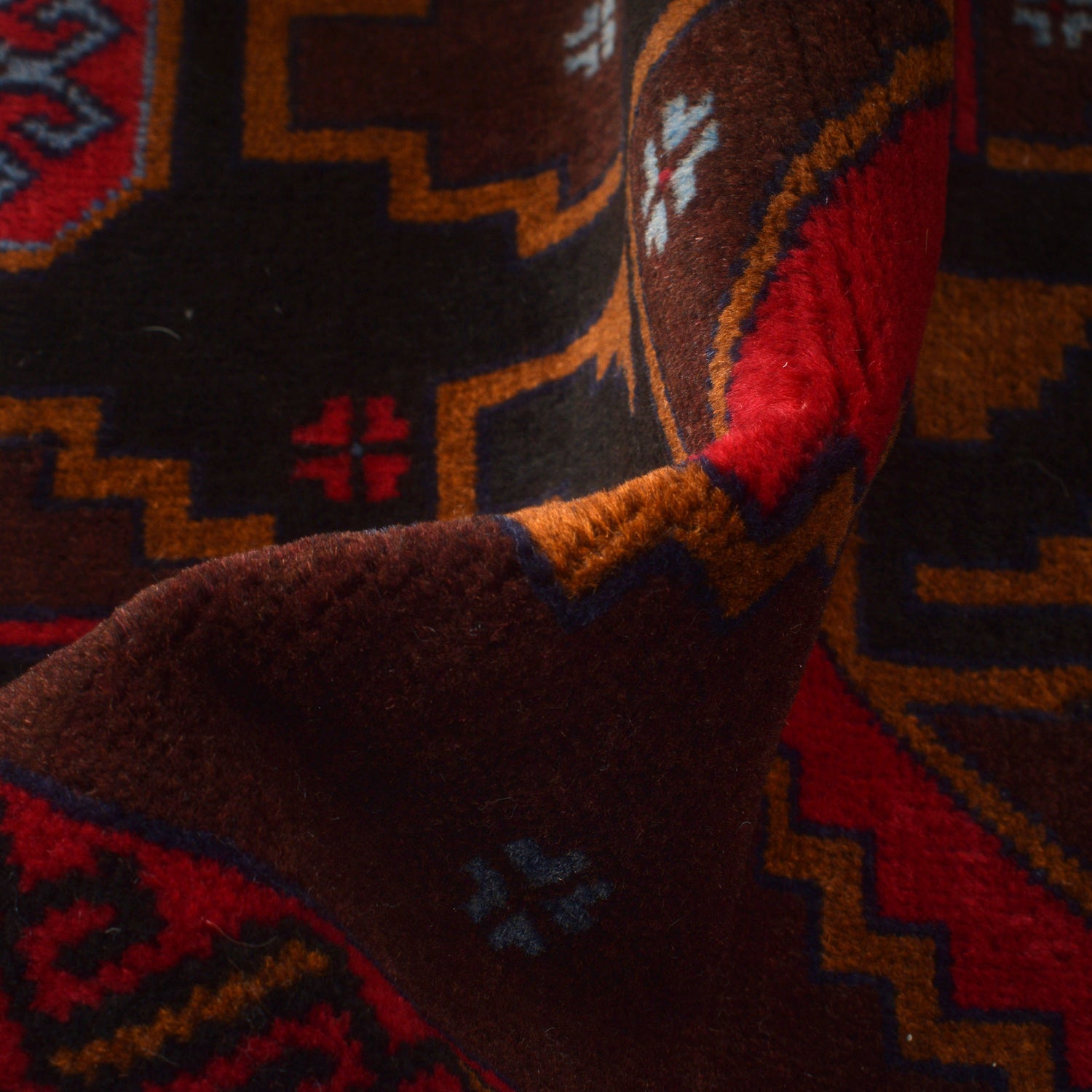 Baluchi Rug Handmade Red Geometric 3x5 ft