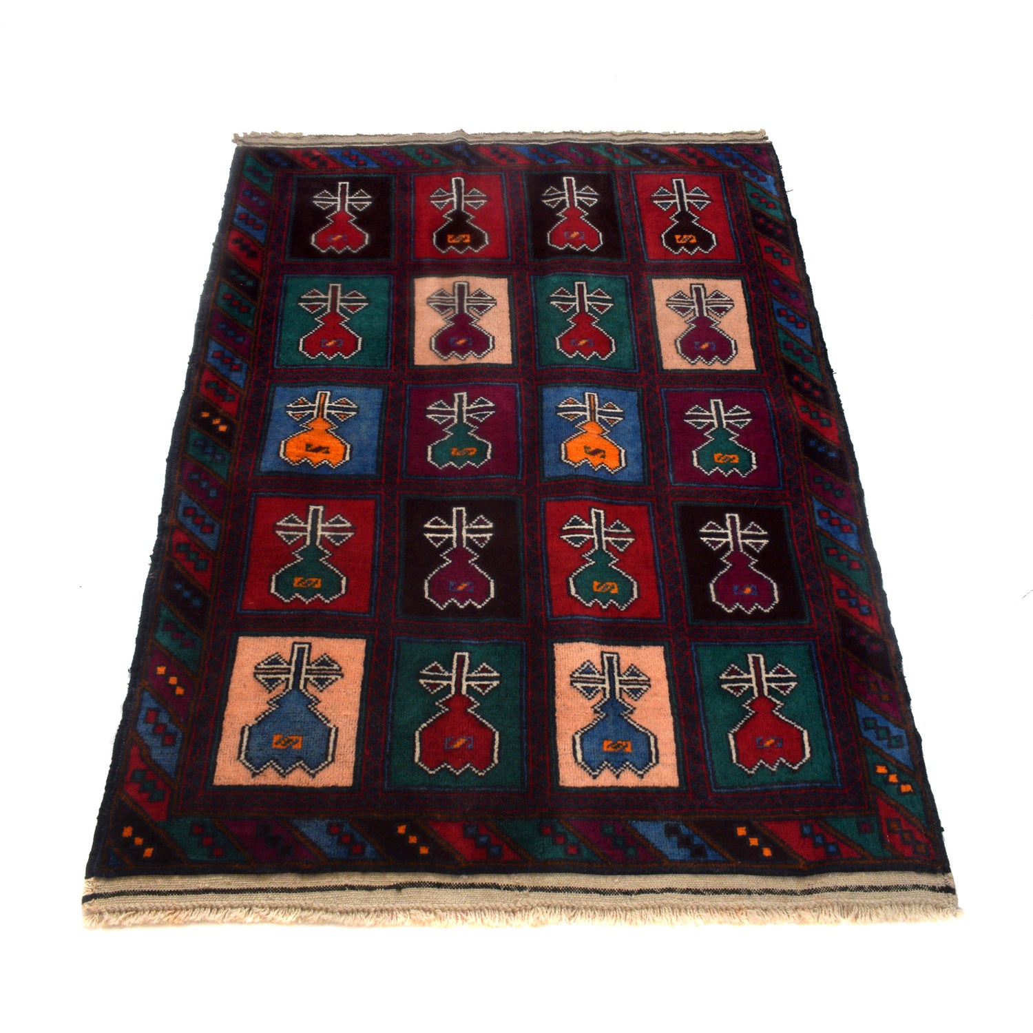 Baluchi Rug Handmade Multi Geometric 3x5 ft