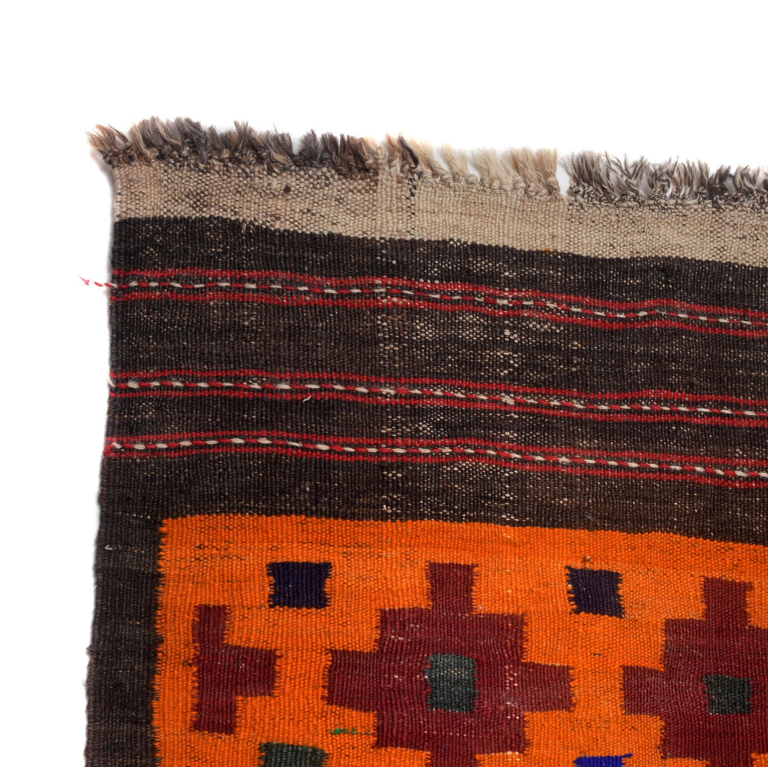 Maimana Kilim Area Rug Handmade Red Floral 9x12 ft