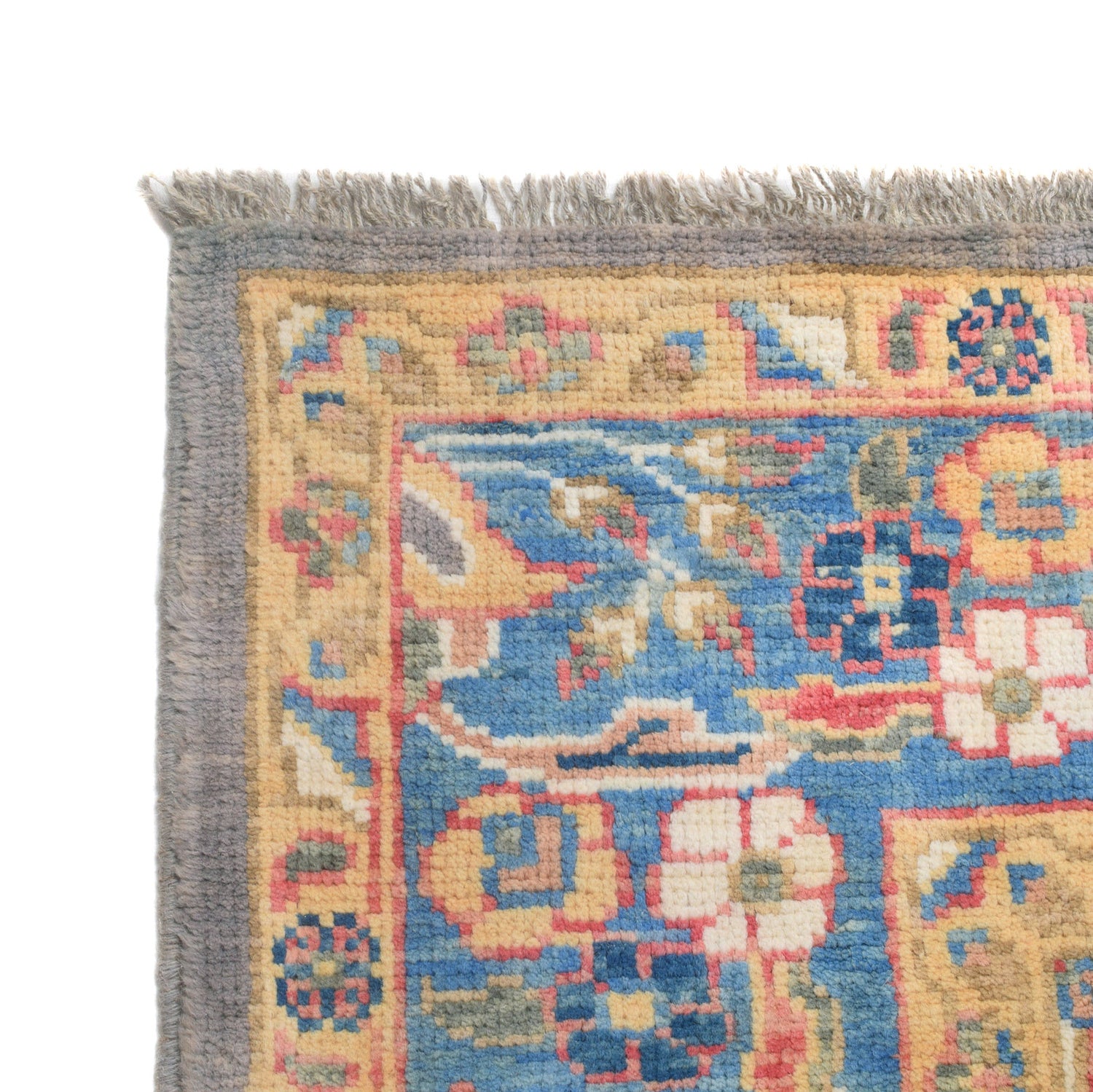 Heriz Area Rug Handmade Ivory Medallion 7x10 ft