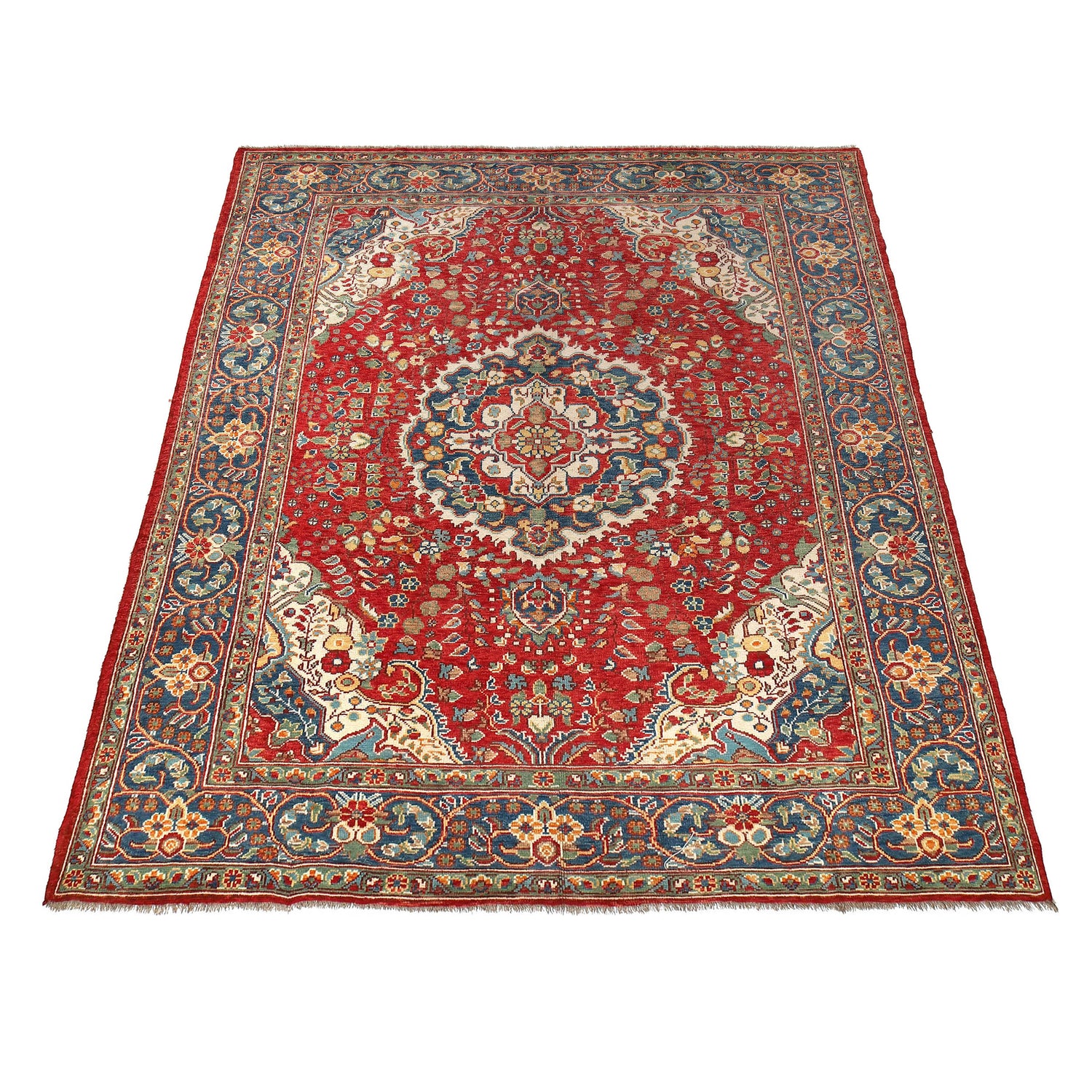 Heriz Area Rug Handmade Red Medallion 8x10 ft