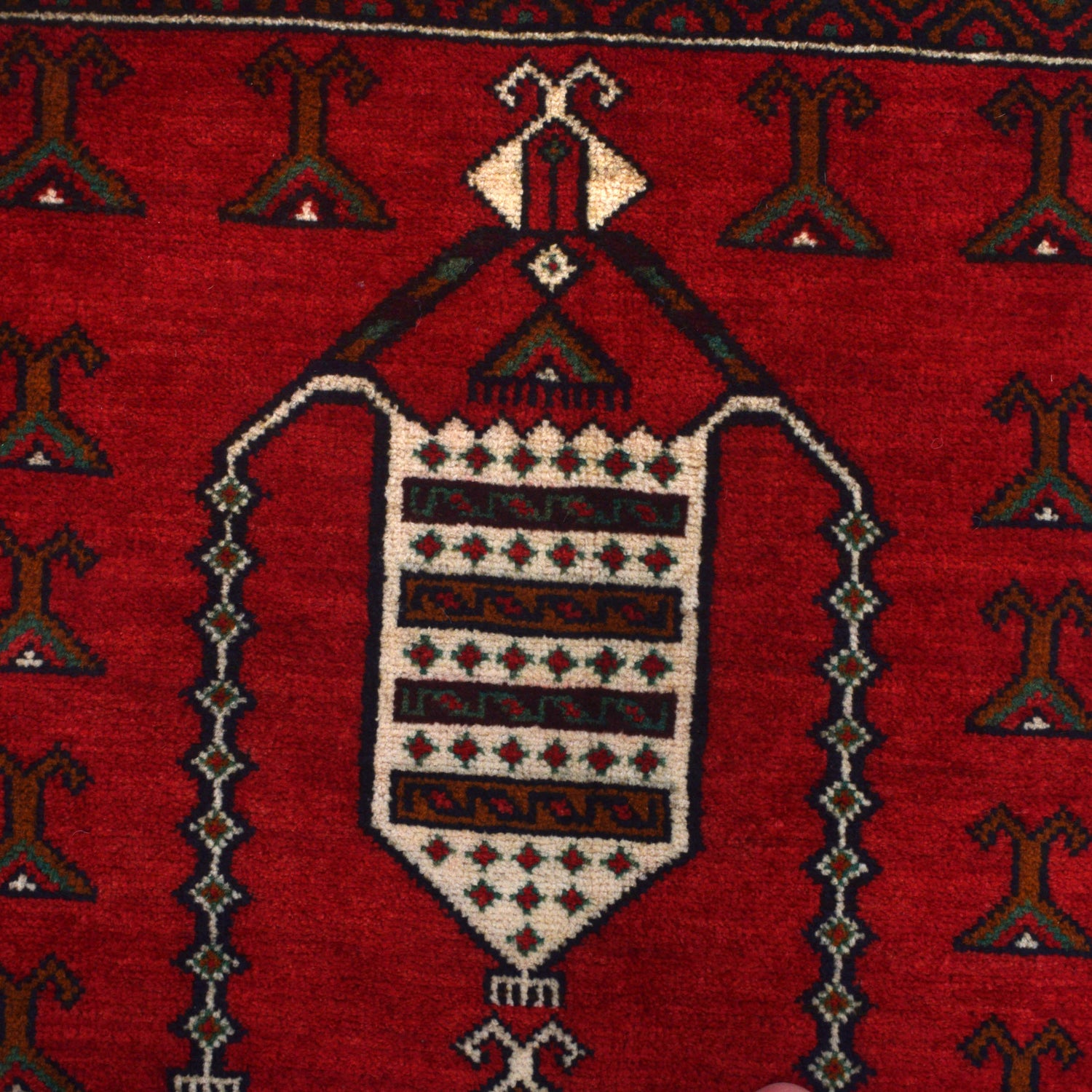 Baluchi Rug Handmade Red Geometric 3x5 ft