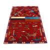 War Area Rug Handmade Red Riffle + Helicopter 3x5 ft