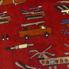 War Area Rug Handmade Red Riffle + Helicopter 3x5 ft
