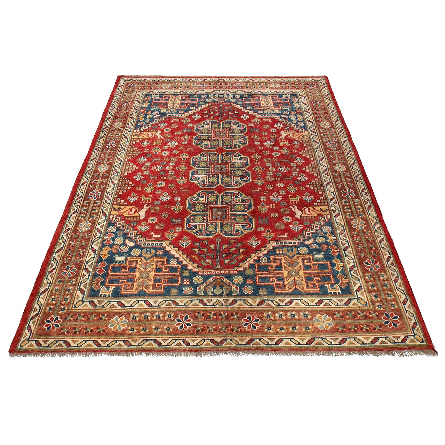 Shirazi Area Rug Handmade Red Medallion 5x8 ft