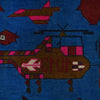War Area Rug Handmade Blue Riffle + Helicopter 3x5 ft