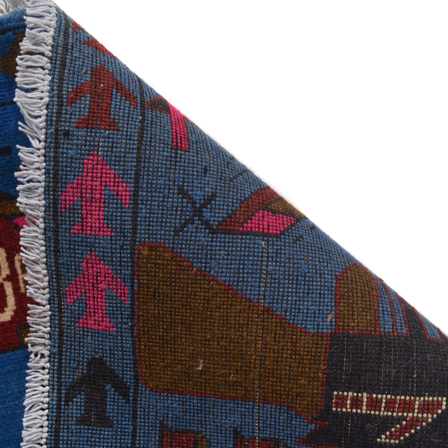 War Area Rug Handmade Blue Riffle + Helicopter 3x5 ft