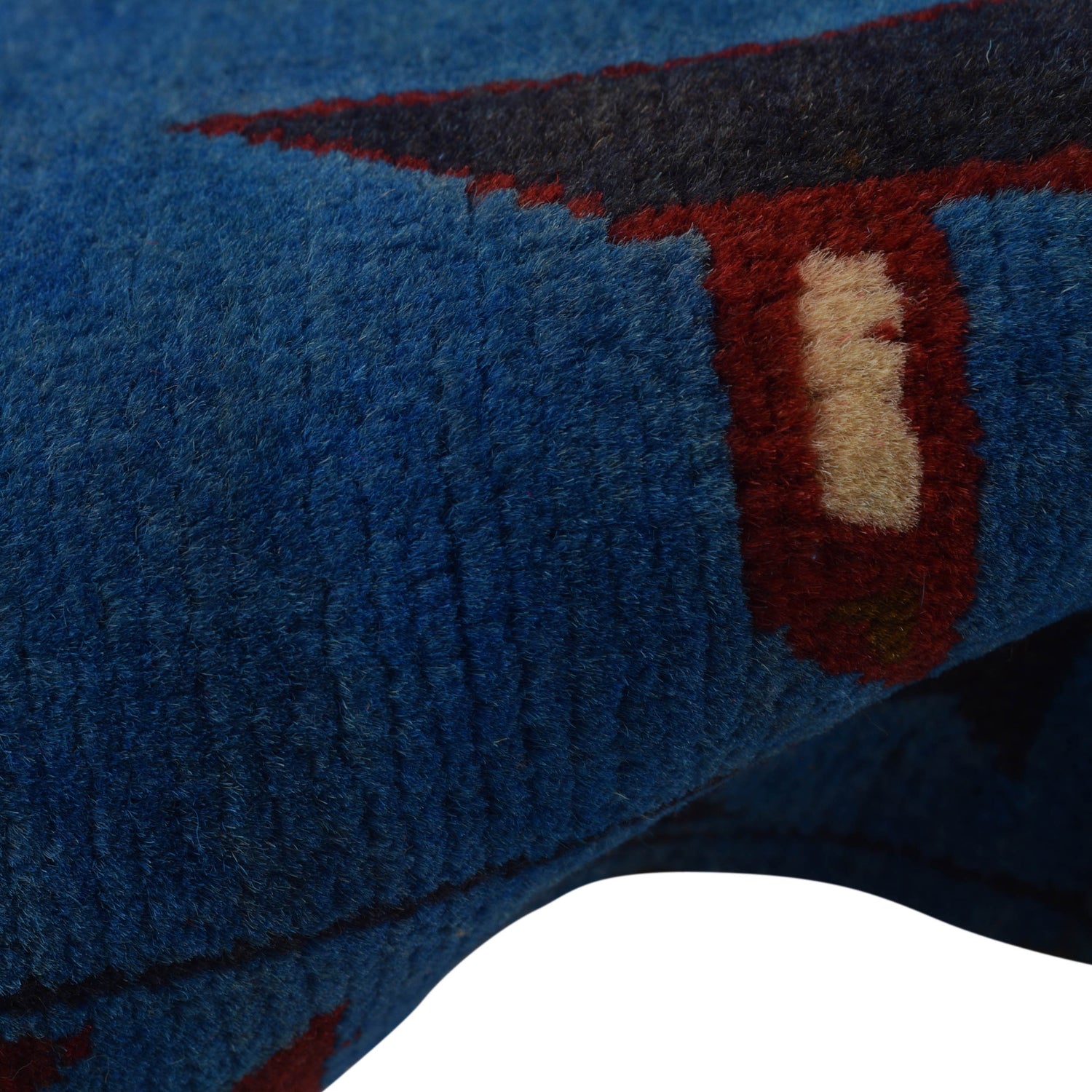 War Area Rug Handmade Blue Riffle + Helicopter 3x5 ft