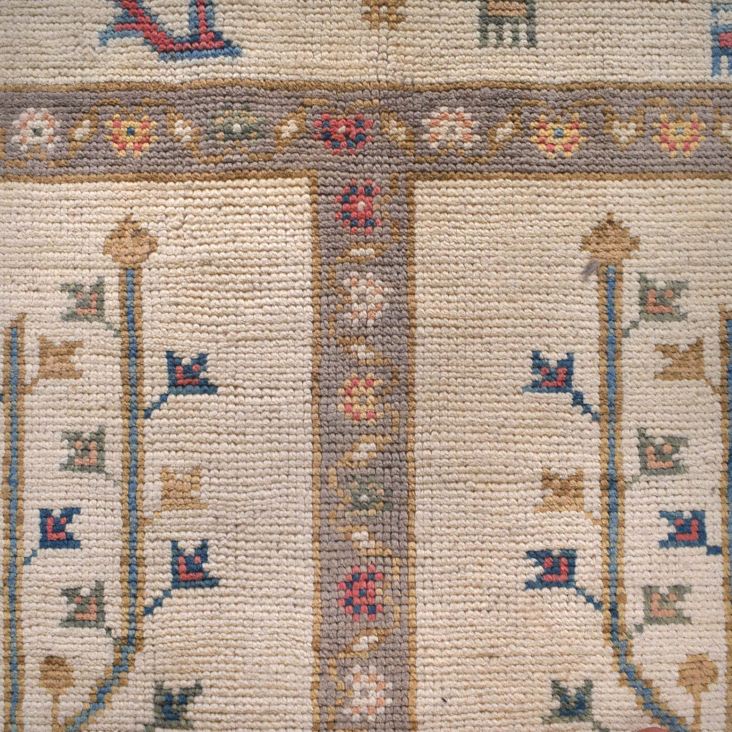 Tree Of Life Area Rug Handmade Beige Floral 5x8 ft
