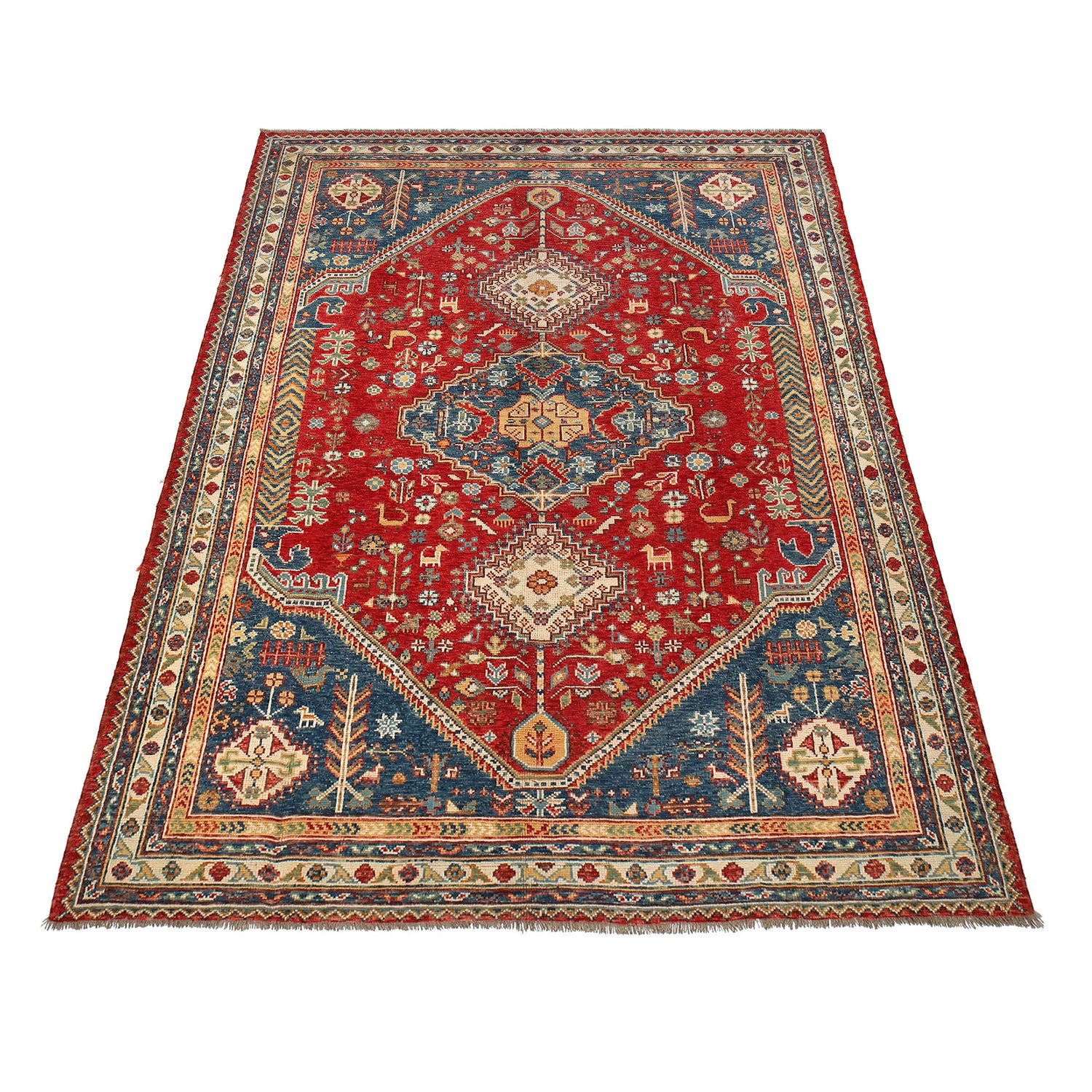 Shirazi Area Rug Handmade Red Medallion 7x10 ft