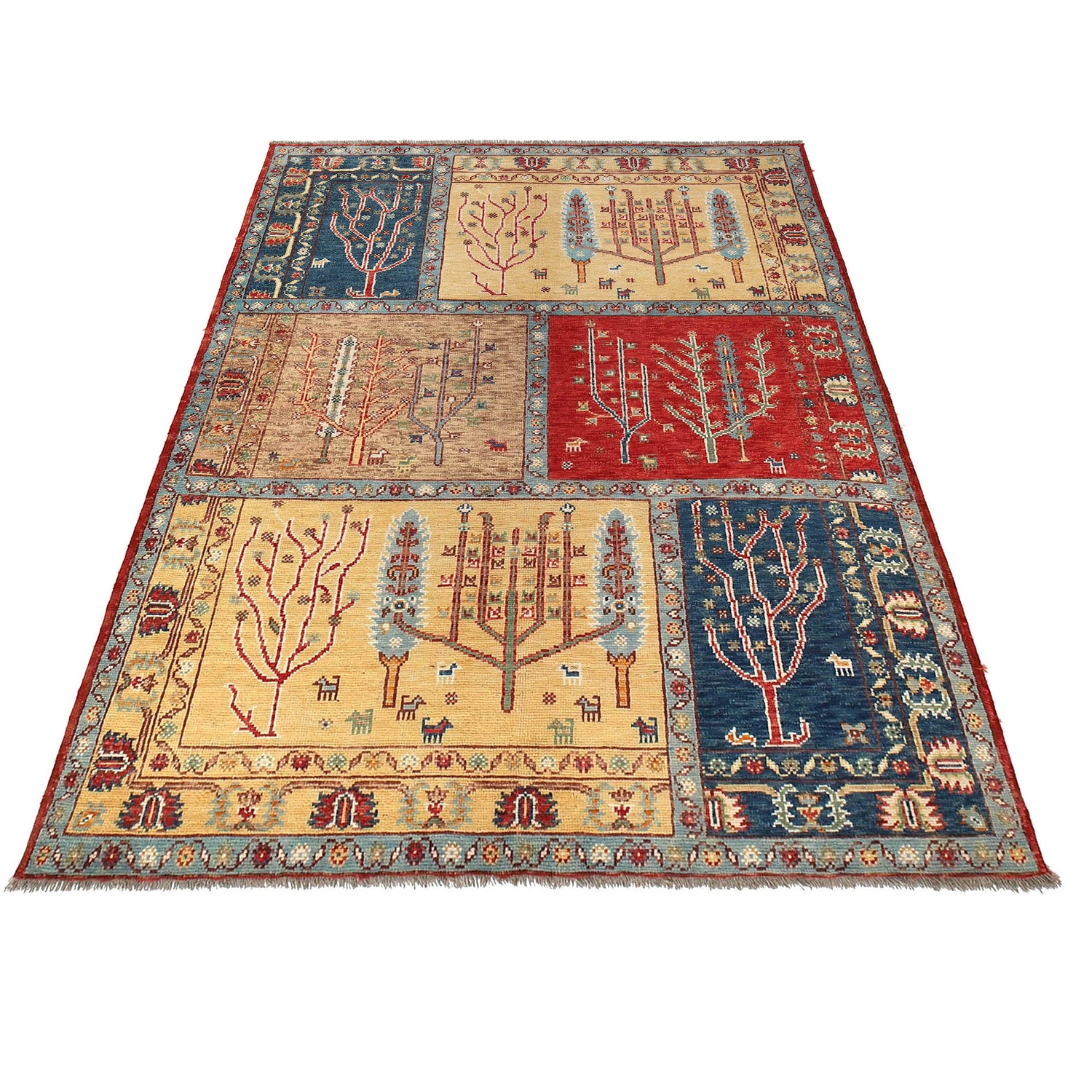 Tree Of Life Area Rug Handmade Multi Floral 5x8 ft