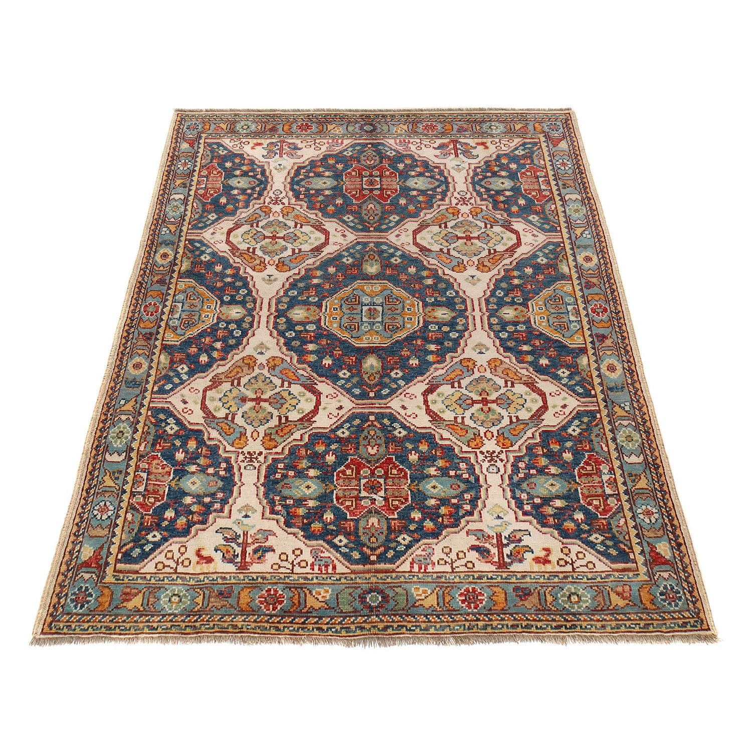 Patnoos Gul Area Rug Handmade Ivory Floral 5x8 ft