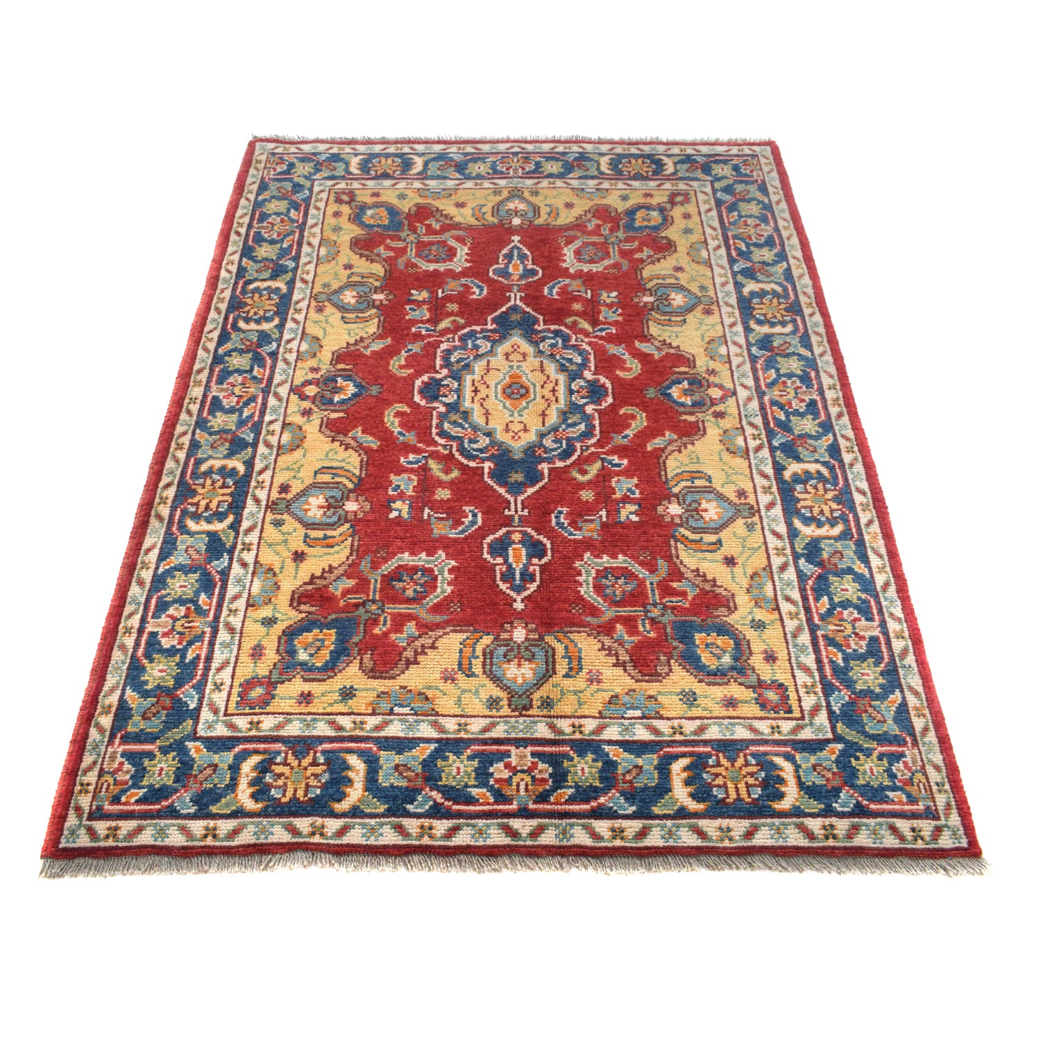 Heriz Area Rug Handmade Red Medallion 4x6 ft