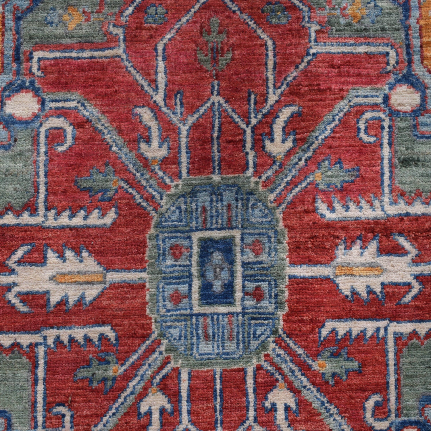 Heriz Area Rug Handmade Blue Medallion 7x10 ft