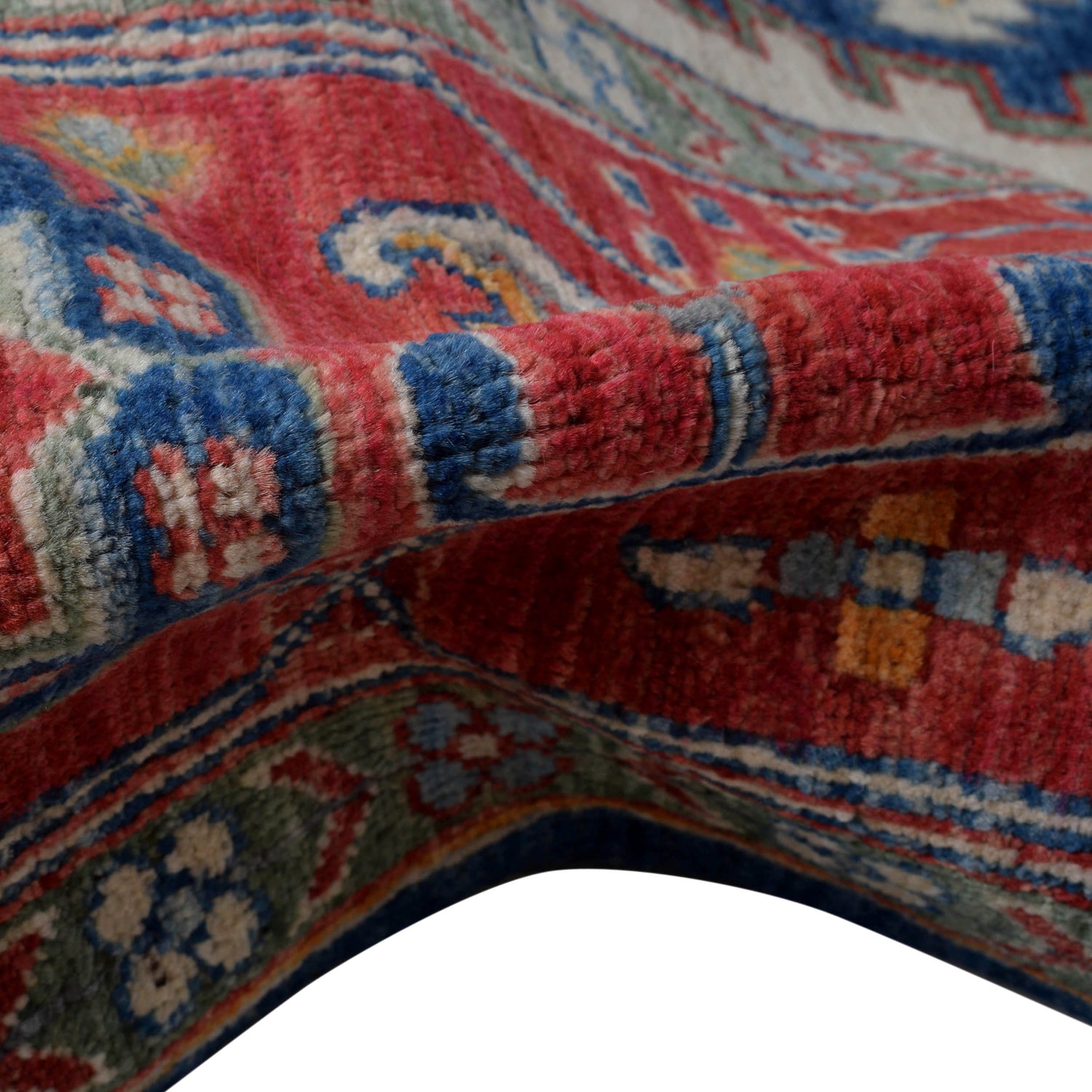 Heriz Area Rug Handmade Blue Medallion 7x10 ft