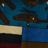 War Area Rug Handmade Blue Riffle + Tank 2x4 ft
