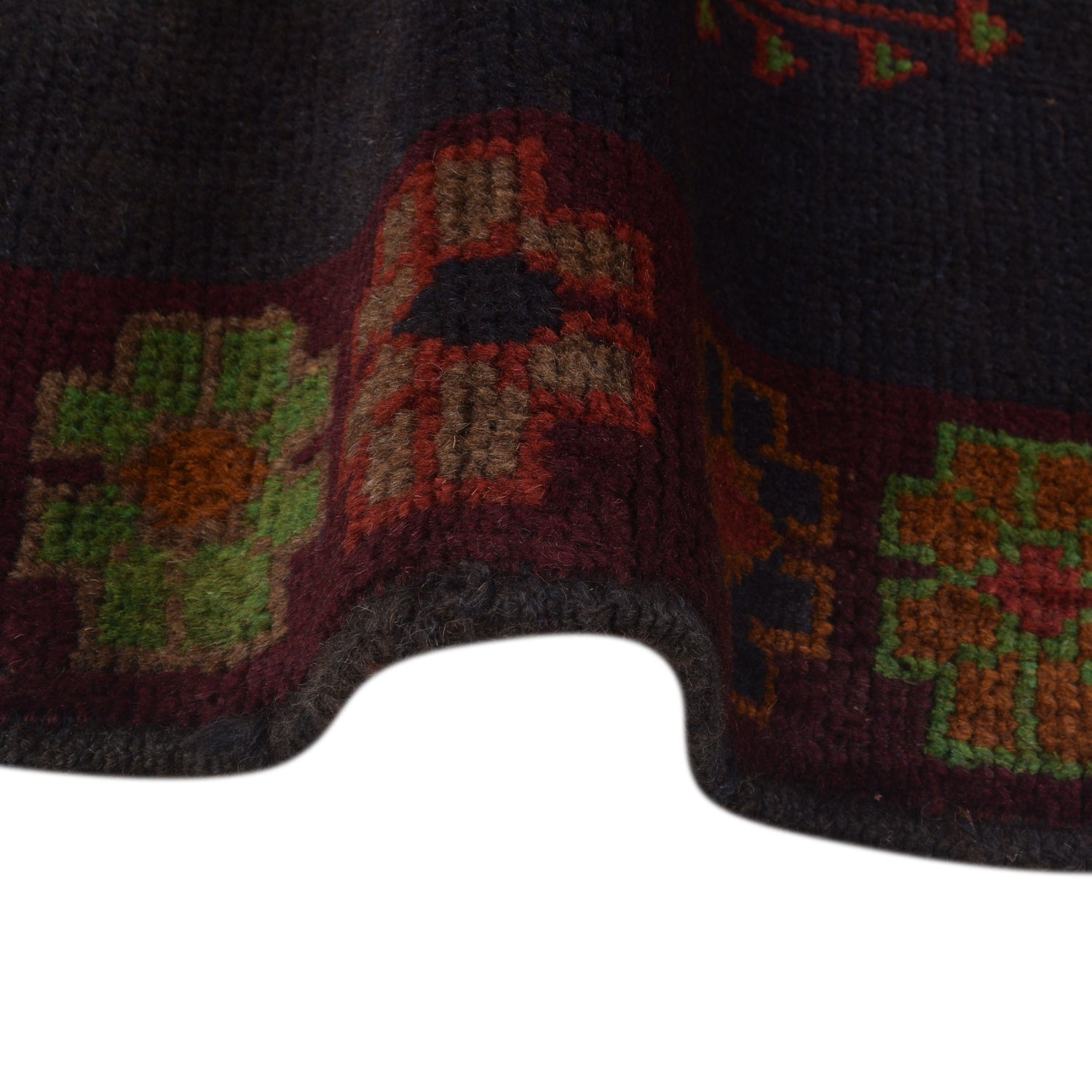 Baluchi Rug Handmade Black Geometric 4x6 ft