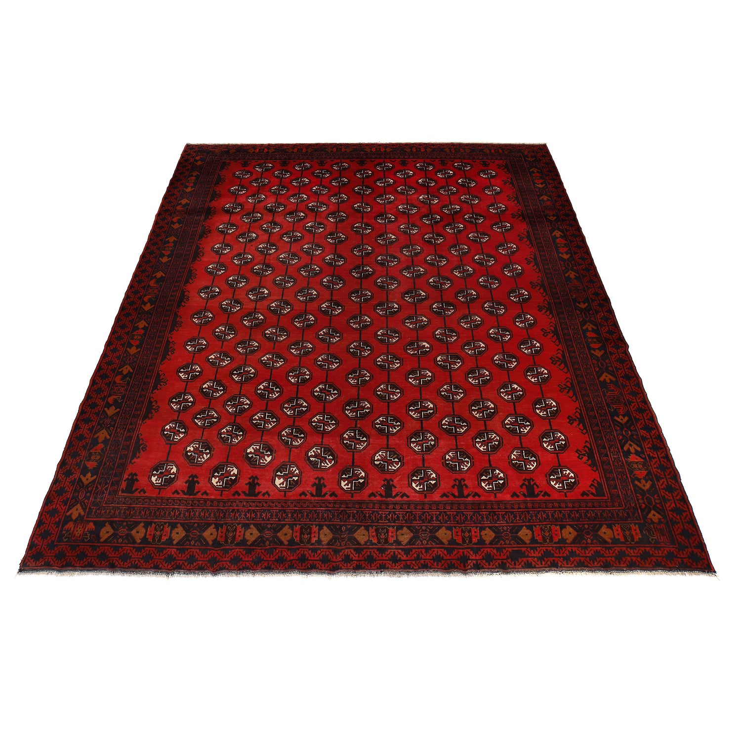 Bokhara Rug Handmade Deep Red Medallion 10x13 ft