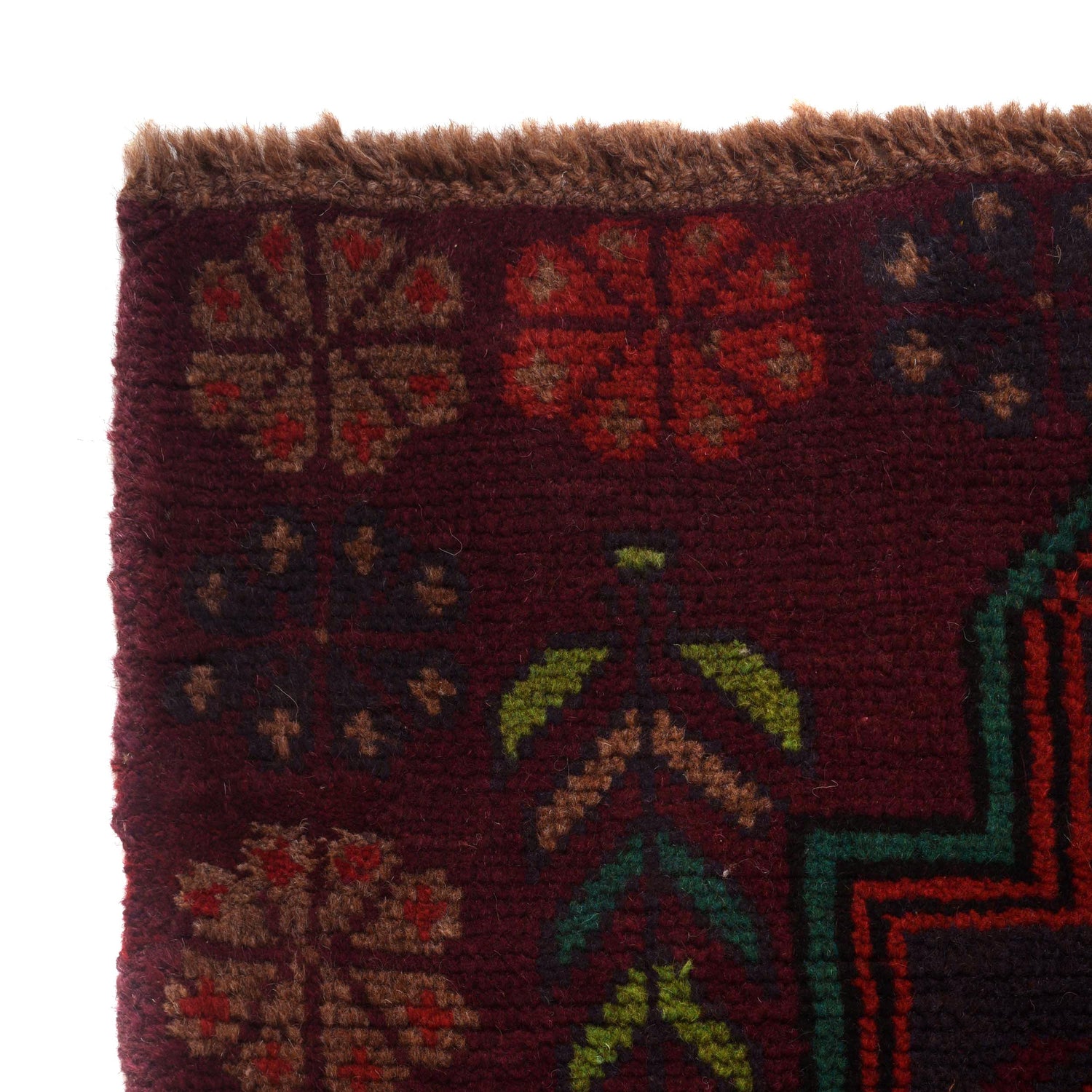 Baluchi Rug Handmade Brown Floral 4x6 ft