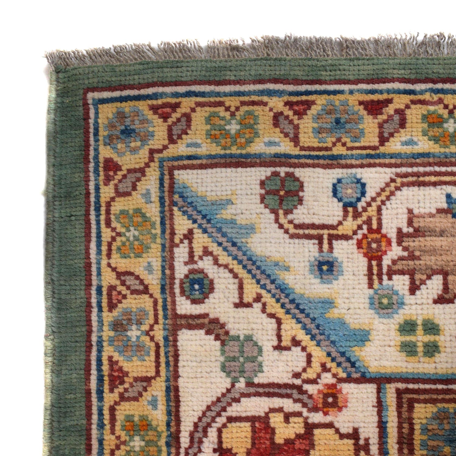 Oushak Area Rug Handmade Sage Green Floral 9x12 ft