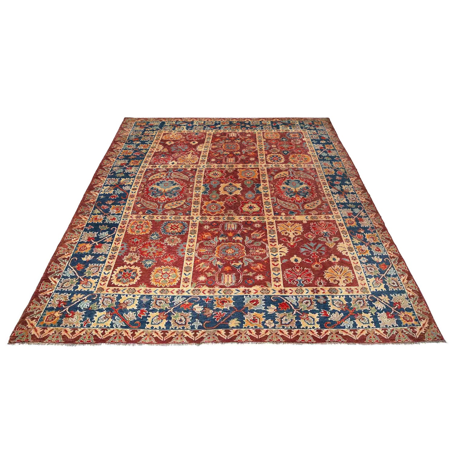 Bakhtiar Area Rug Handmade Burgundy Red Floral 9x12 ft