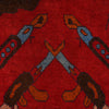 War Area Rug Handmade Red Riffle + Map 2x4 ft
