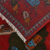 War Area Rug Handmade Red Riffle + Map 2x4 ft