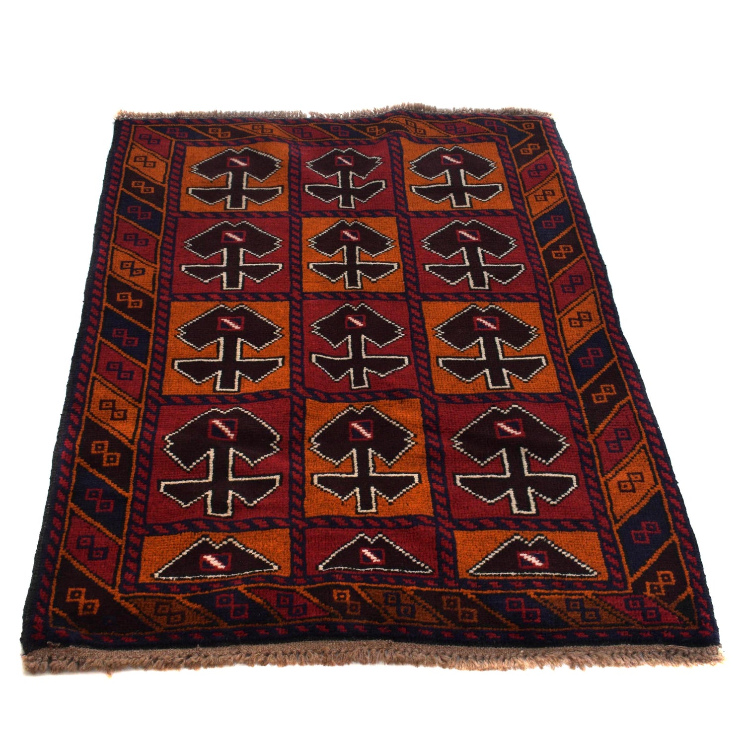 Baluchi Rug Handmade Multi Geometric 2x4 ft