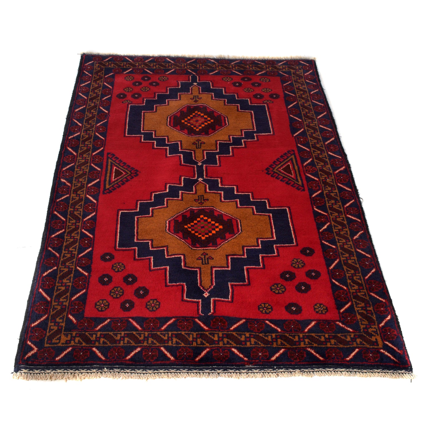 Baluchi Rug Handmade Red Geometric 3x5 ft