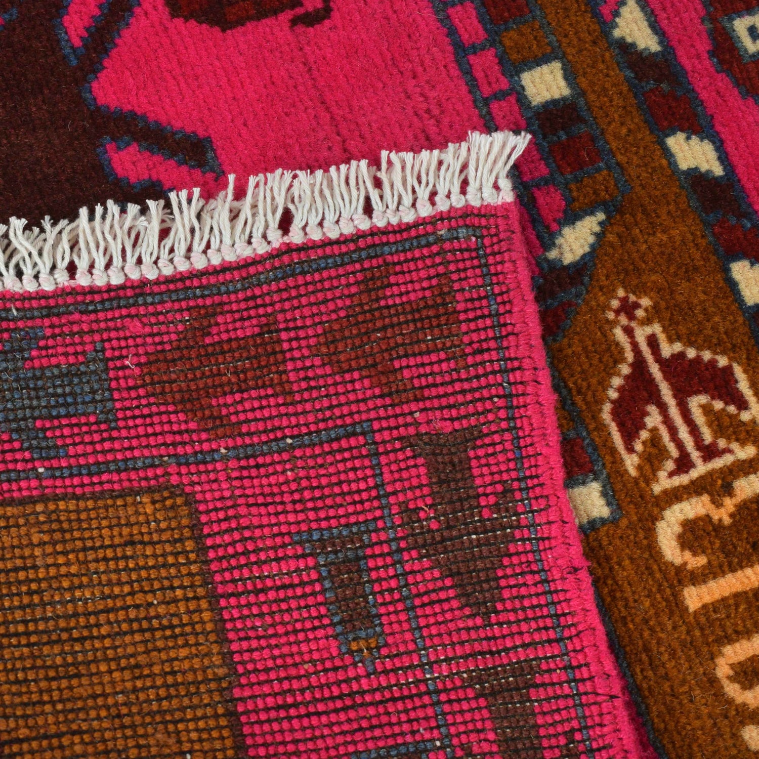 War Area Rug Handmade Pink Riffle + Tank 2x4 ft