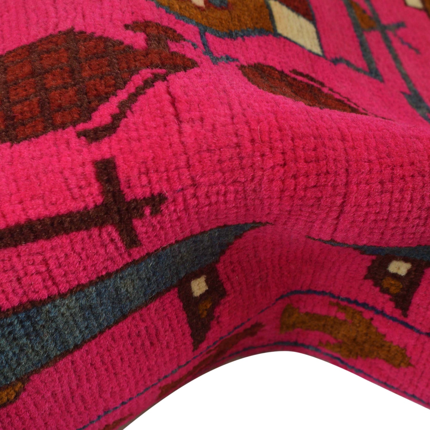 War Area Rug Handmade Pink Riffle + Tank 2x4 ft