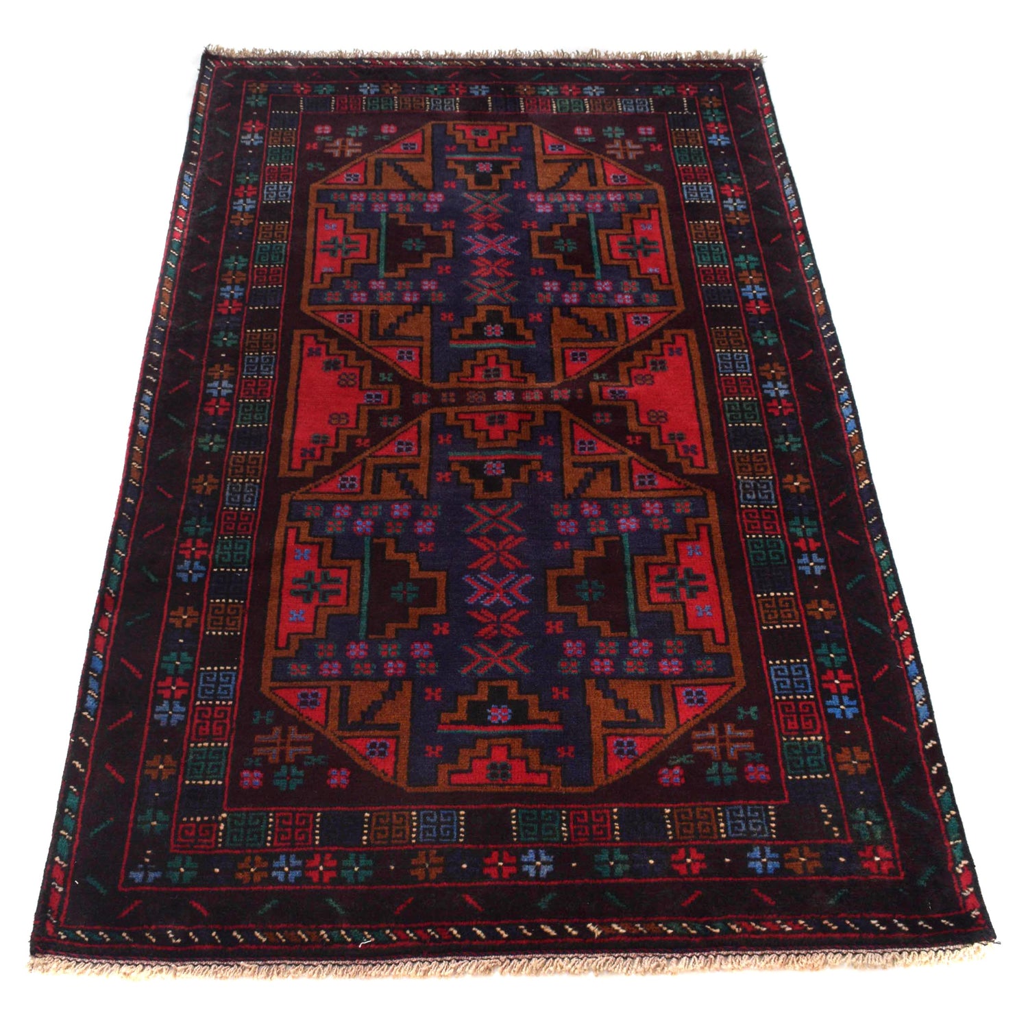 Baluchi Rug Handmade Multi Geometric 3x5 ft