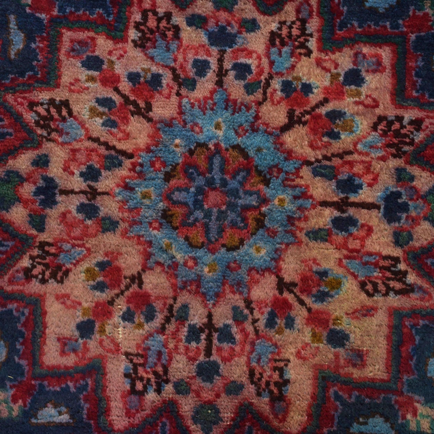 Kashan Area Rug Handmade Deep Red Medallion 7x10 ft