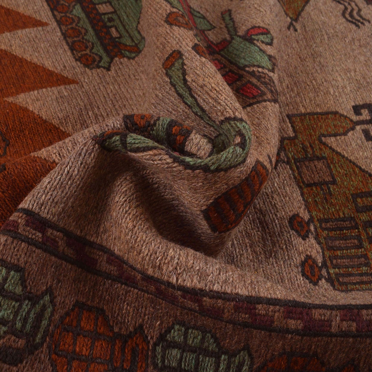War Area Rug Handmade Multi Tank + Helicopter 2x4 ft